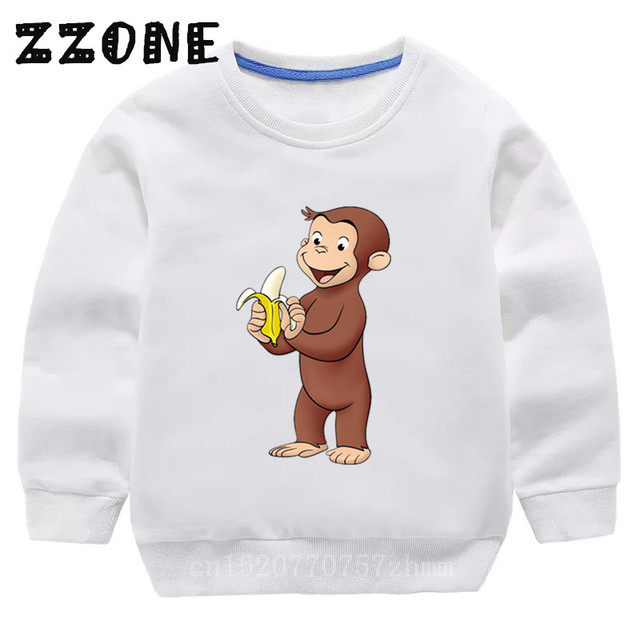 Hoodies das crianças Crianças Curioso George Macaco Bonito Dos Desenhos  Animados Moletons Do Bebê Algodão Pullover